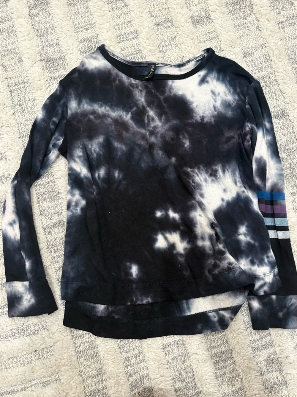 Pixielane long Sleeve Tie-Dye Tee with Sleeve Stripes